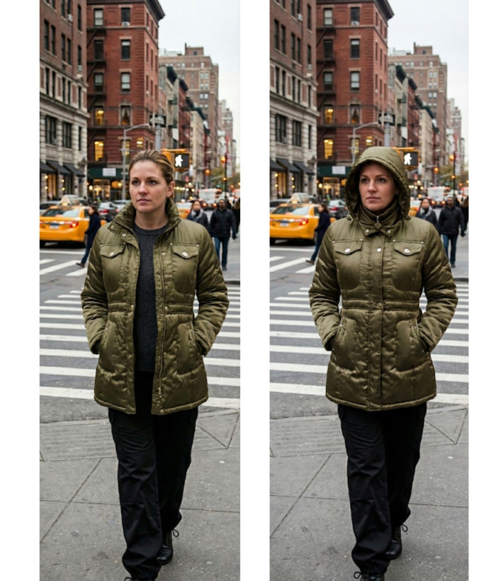 Parka matelassée femme kaki – Capuche, ajustable, légère