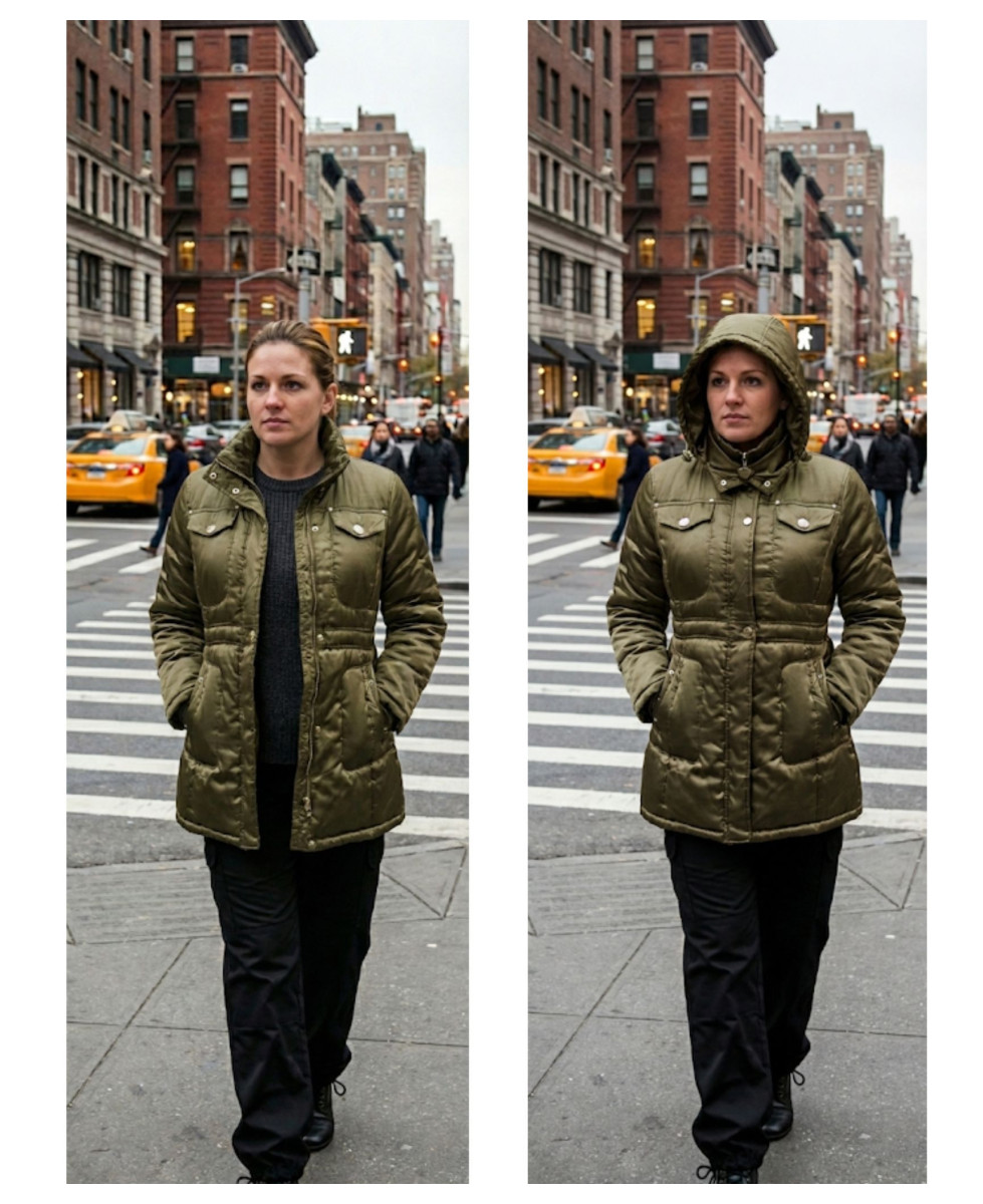 Parka matelassée femme kaki – Capuche, ajustable, légère