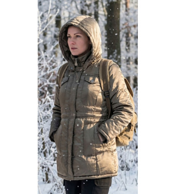 Parka matelassée femme kaki – Capuche, ajustable, légère