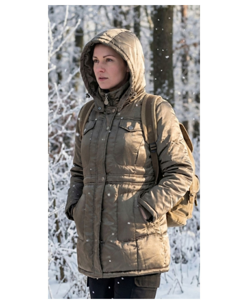 Parka matelassée femme kaki – Capuche, ajustable, légère