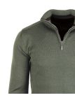 Pull Camionneur Homme Coton Zippé Olive & Choco