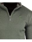Pull Camionneur Homme Coton Zippé Olive & Choco