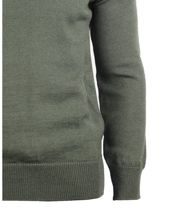 Pull Camionneur Homme Coton Zippé Olive & Choco