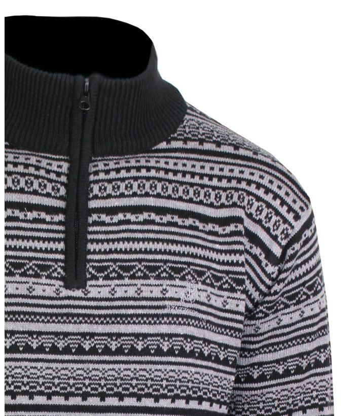 Pull col montant zippé jacquard PAST1N
