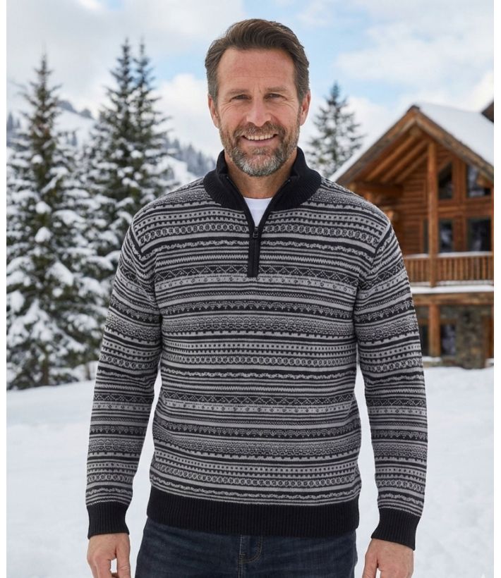 Pull col montant zippé jacquard PAST1N