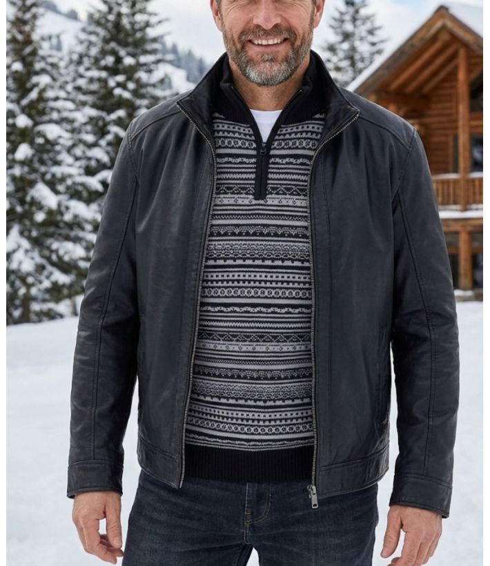 Pull col montant zippé jacquard PAST1N