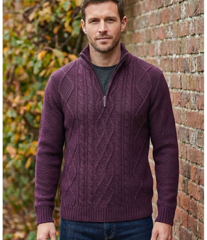 Pull col montant zippé 30% laine PIXEL1