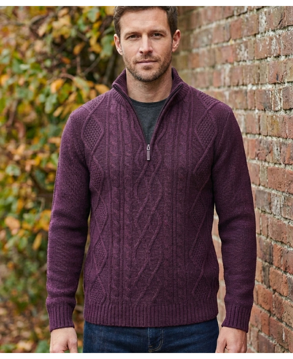 Pull col montant zippé 30% laine PIXEL1