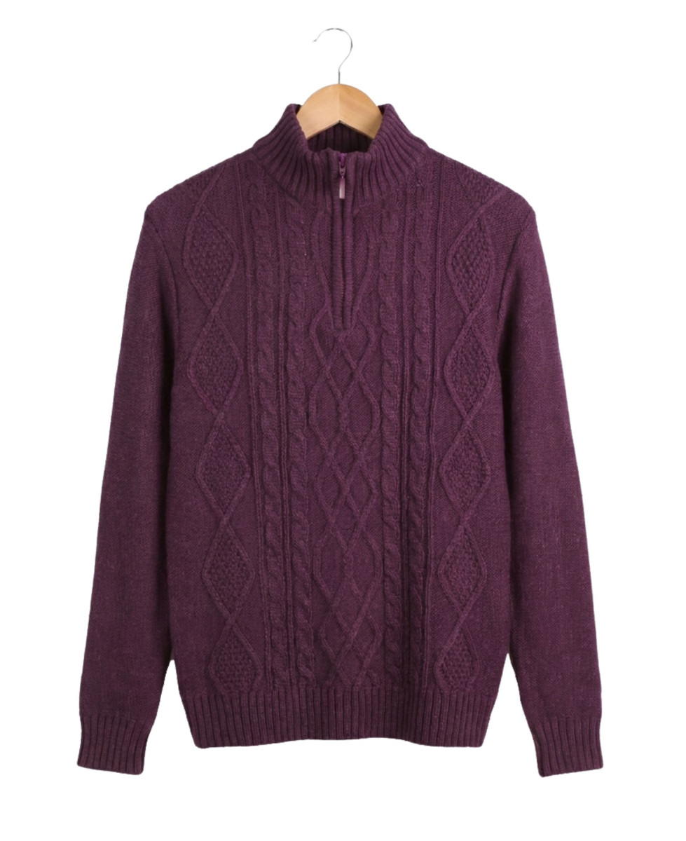 Pull col montant zippé 30% laine PIXEL1