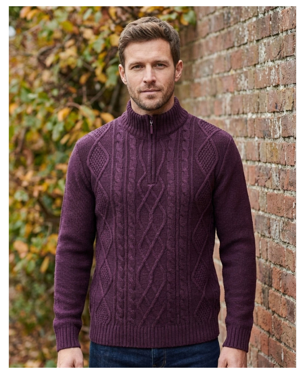 Pull col montant zippé 30% laine PIXEL1