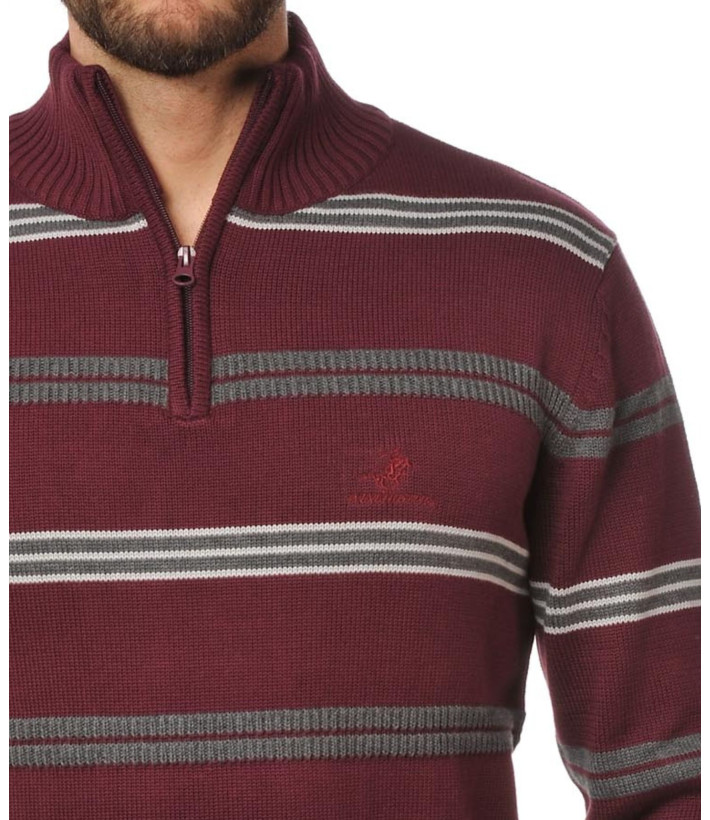 Pull col montant WINCHESTER PONGO3T – Gris/Rouge stylé