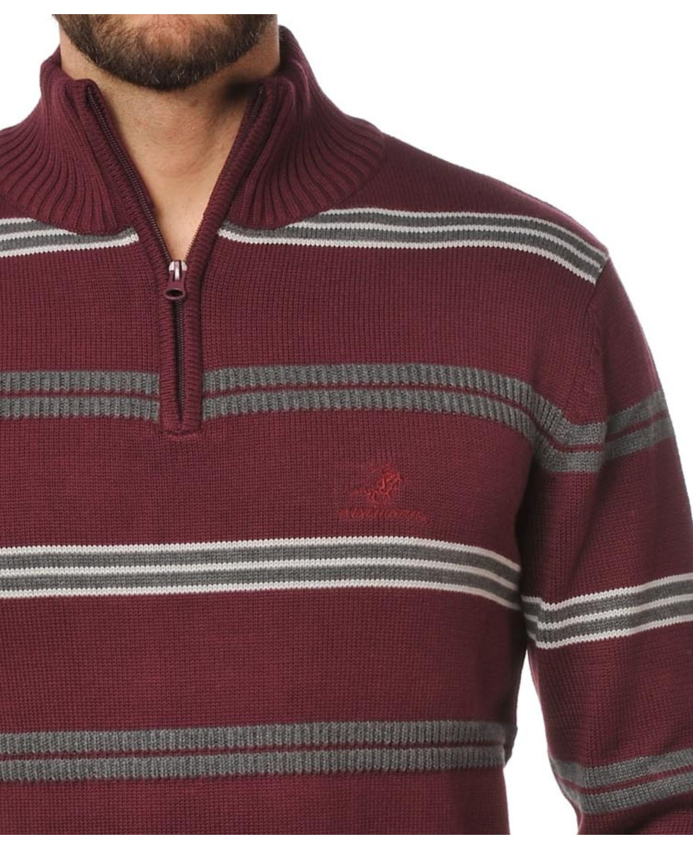 Pull col montant WINCHESTER PONGO3T – Gris/Rouge stylé