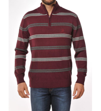 Pull col montant WINCHESTER PONGO3T – Gris/Rouge stylé