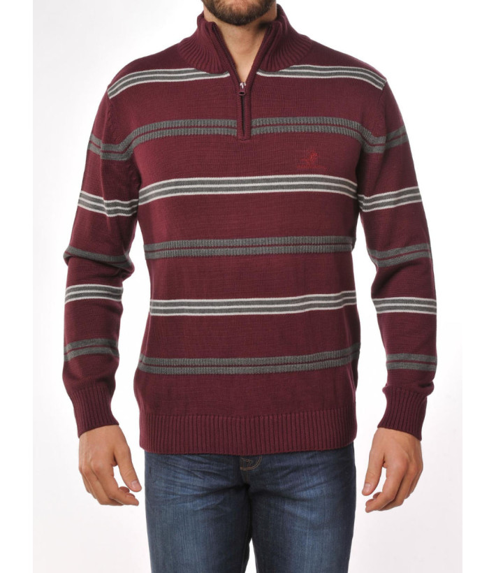 Pull col montant WINCHESTER PONGO3T – Gris/Rouge stylé