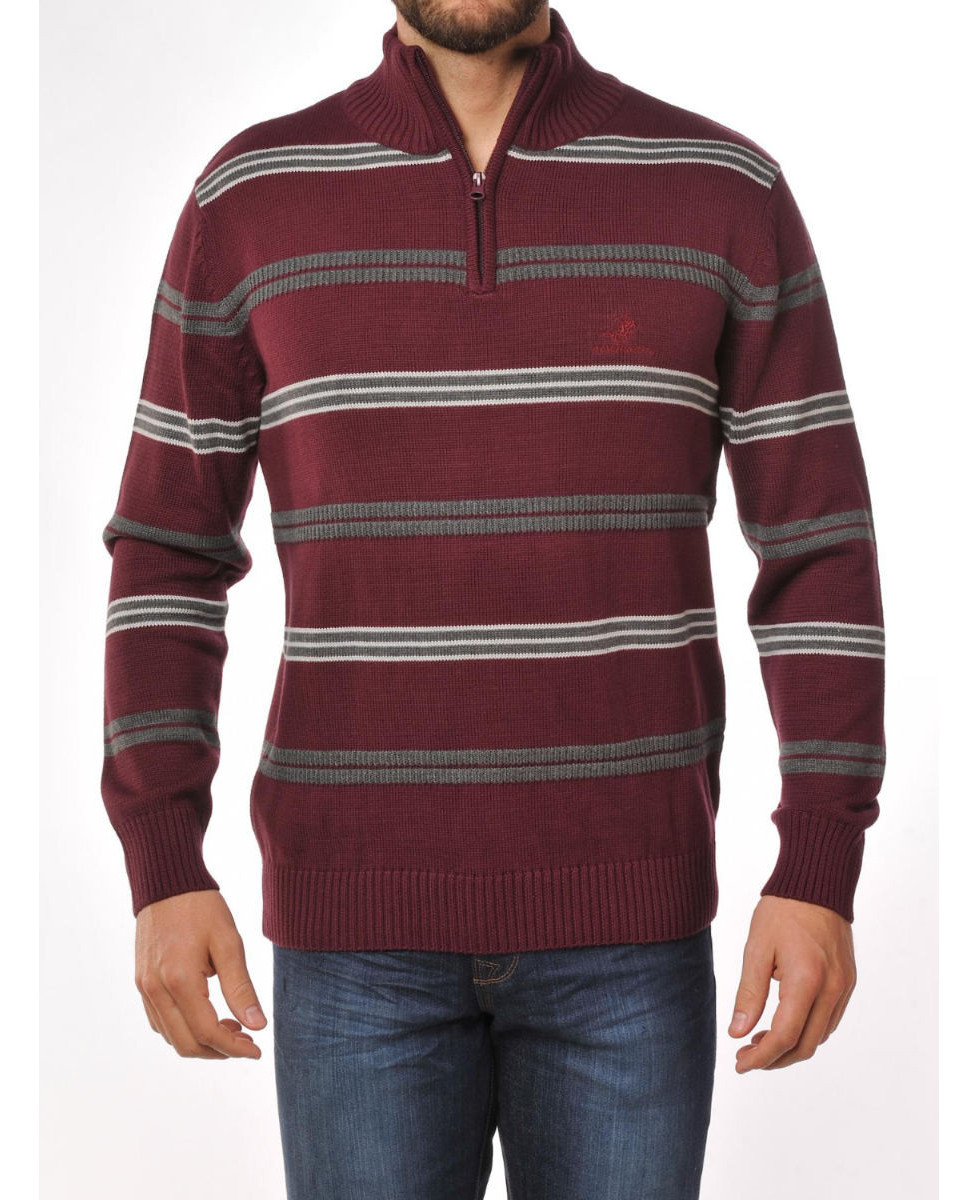 Pull col montant WINCHESTER PONGO3T – Gris/Rouge stylé