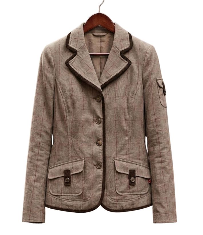 Veste à Carreaux Marron en Coton Structurée - SH9071