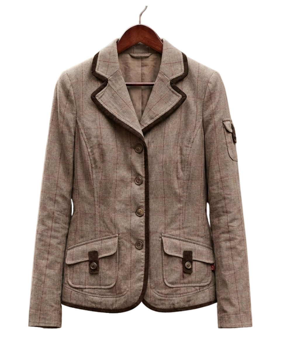 Veste à Carreaux Marron en Coton Structurée - SH9071