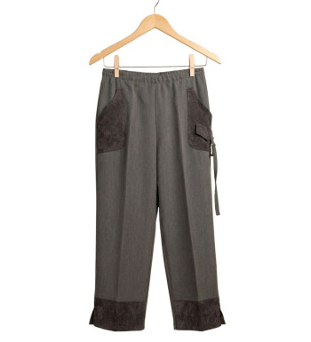 Pantacourt Gris Bi-Matière Femme : Élégance & Confort | Mode Directe