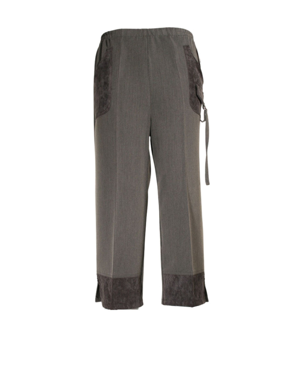 Pantacourt Gris Bi-Matière Femme : Élégance & Confort | Mode Directe