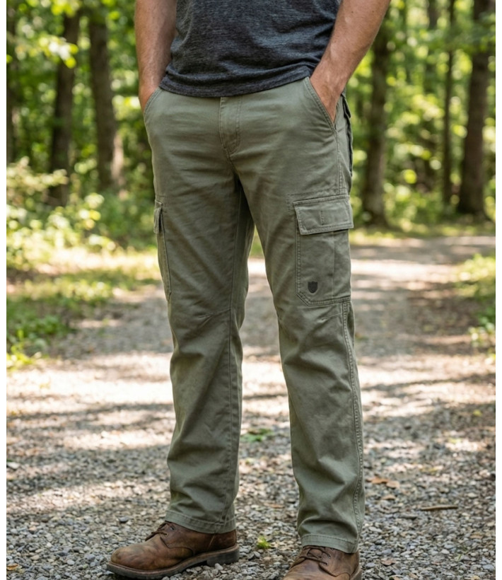 Pantalon Cargo Tilleul en Toile de Coton : Style Utilitaire & Confort