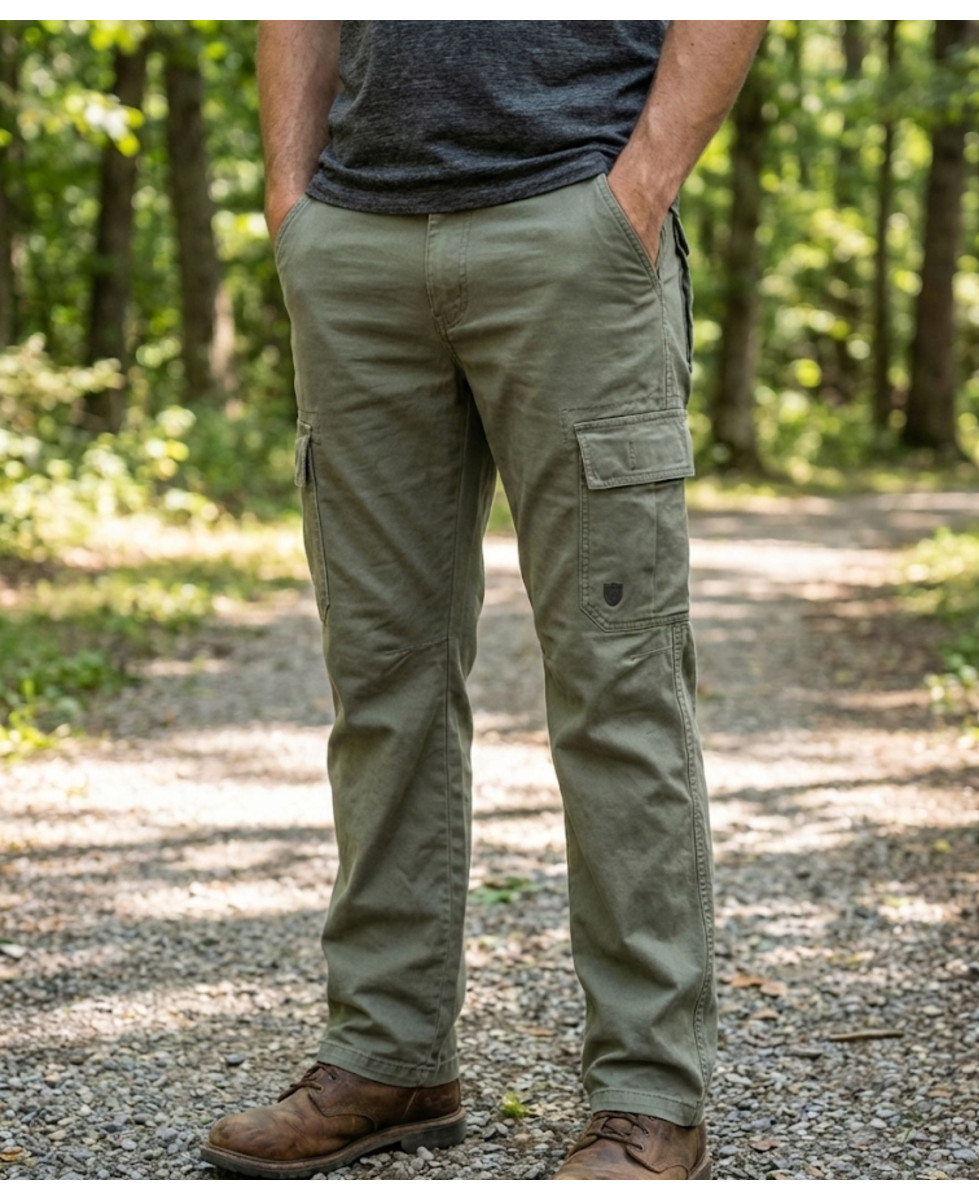 Pantalon Cargo Tilleul en Toile de Coton : Style Utilitaire & Confort