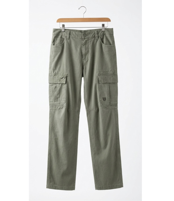 Pantalon Cargo Tilleul en Toile de Coton : Style Utilitaire & Confort
