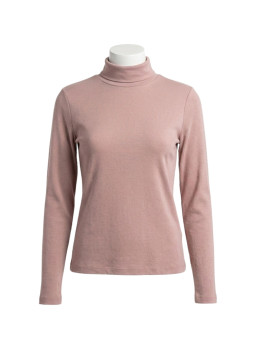 Sous-pull Col Roulé Femme Rose en Viscose Douce et Stretch