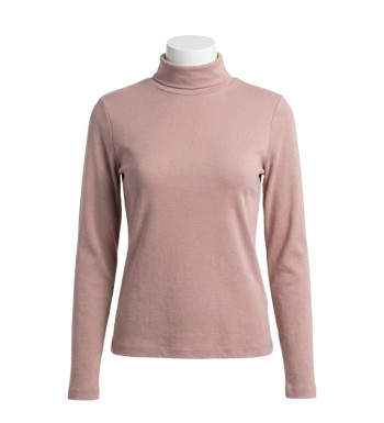 Sous-pull Col Roulé Femme Rose en Viscose Douce et Stretch