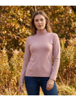 Sous-pull Col Roulé Femme Rose en Viscose Douce et Stretch