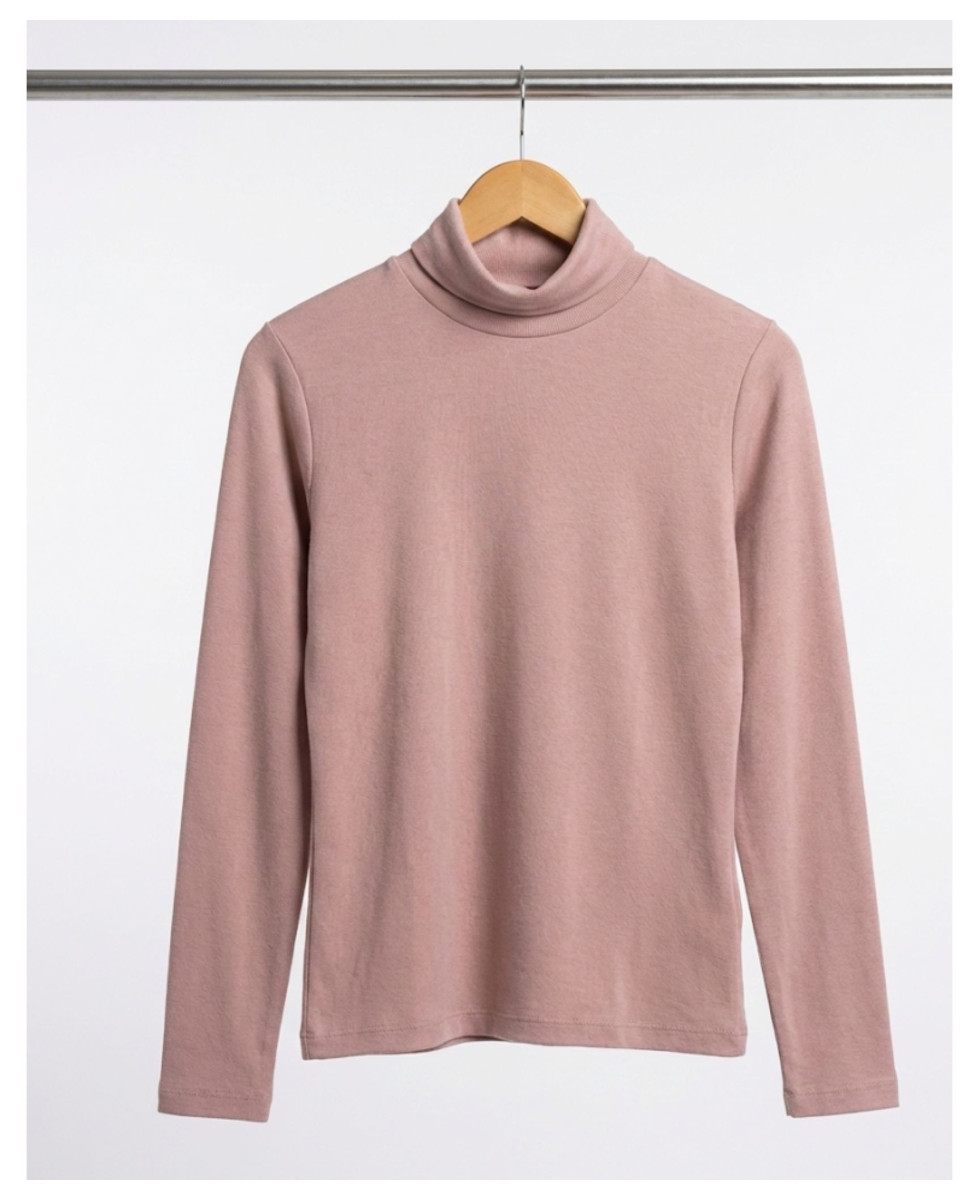 Sous-pull Col Roulé Femme Rose en Viscose Douce et Stretch