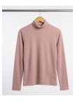 Sous-pull Col Roulé Femme Rose en Viscose Douce et Stretch