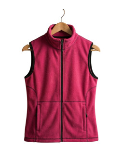 Gilet polaire femme fushia/gris – Col montant, zippé, chaud