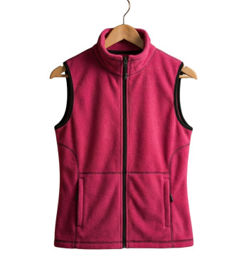 Gilet polaire femme fushia/gris – Col montant, zippé, chaud