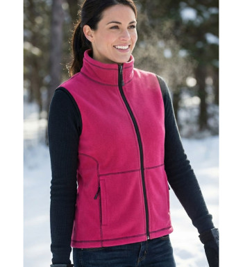 Gilet polaire femme fushia/gris – Col montant, zippé, chaud