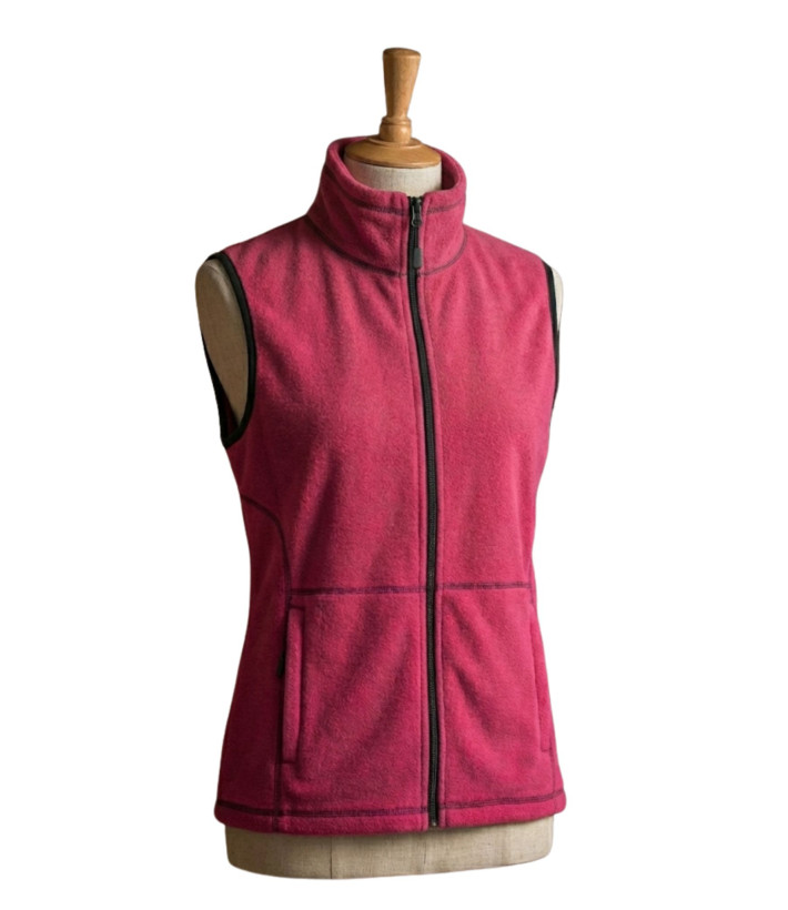 Gilet polaire femme fushia/gris – Col montant, zippé, chaud