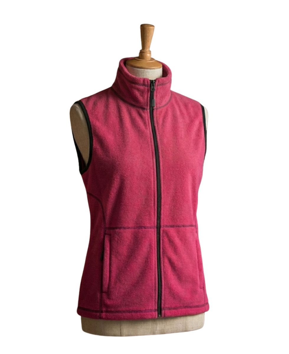 Gilet polaire femme fushia/gris – Col montant, zippé, chaud