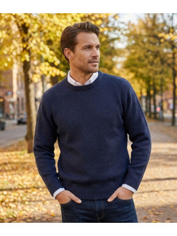 Pull homme ras‑cou Mayflower marine – confort et élégance