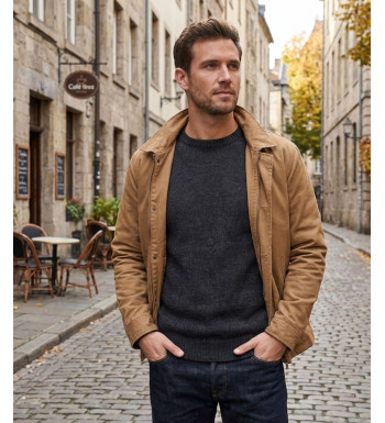 Pull homme ras‑cou Mayflower gris foncé – confort chic