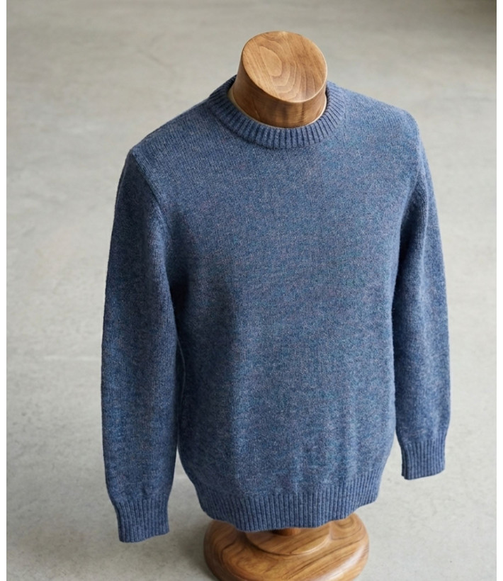 Pull homme ras‑cou Mayflower bleu jean – confort chic