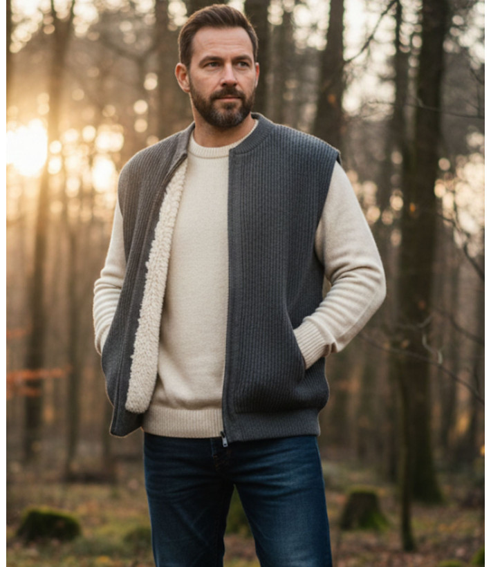 Gilet sans manche homme fourré SEDETEX D194 gris grand froid