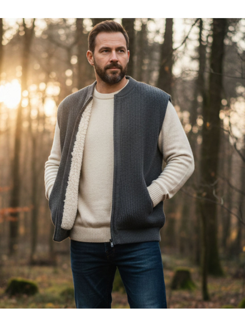 Gilet sans manche homme fourré SEDETEX D194 gris grand froid