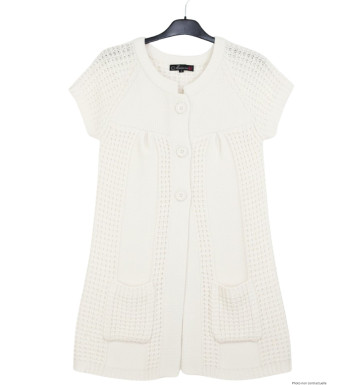 Gilet femme écru maille courte AH1177E – Élégance facile