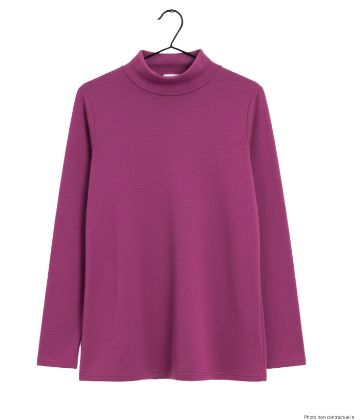 Tee-shirt femme chaud fushia – Col boule, maille extensible