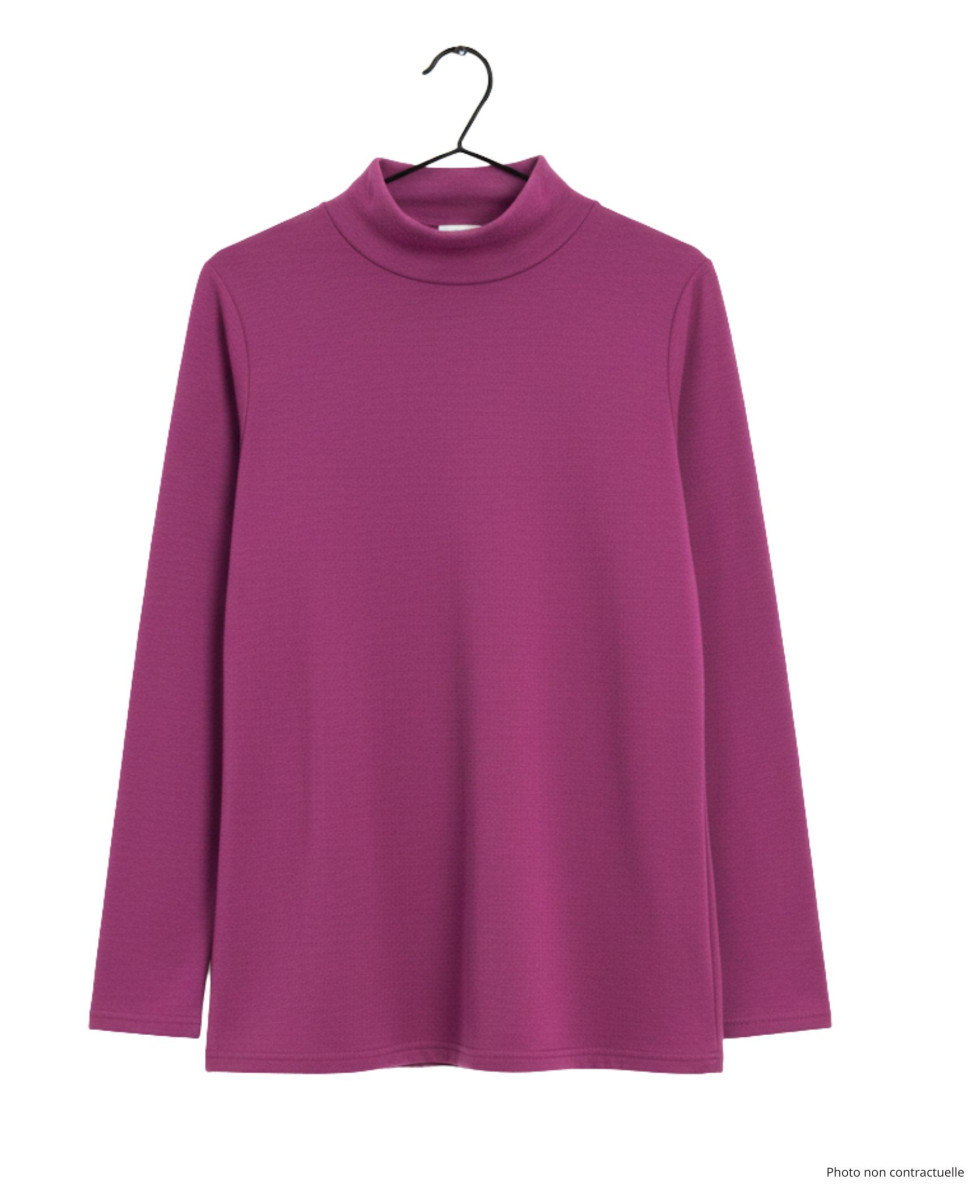 Tee-shirt femme chaud fushia – Col boule, maille extensible