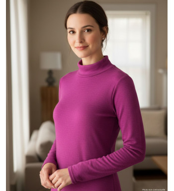 Tee-shirt femme chaud fushia – Col boule, maille extensible