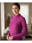 Tee-shirt femme chaud fushia – Col boule, maille extensible