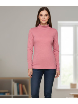 Tee-shirt femme chaud rose – Col boule, maille extensible
