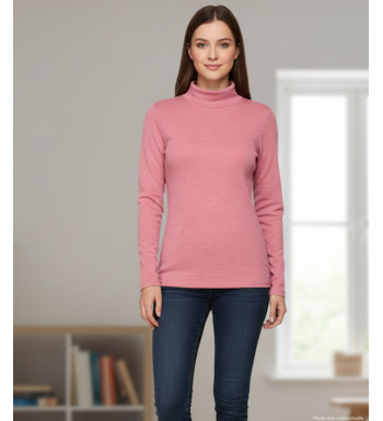Tee-shirt femme chaud rose – Col boule, maille extensible