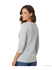 Pull femme manches 3/4 KA9542A gris/blanc – Motif fantaisie