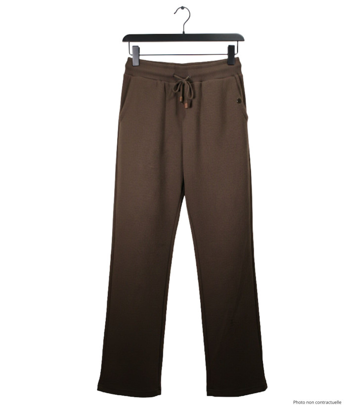 Pantalon Molleton Femme Marron Coton : Confort & Style Casual